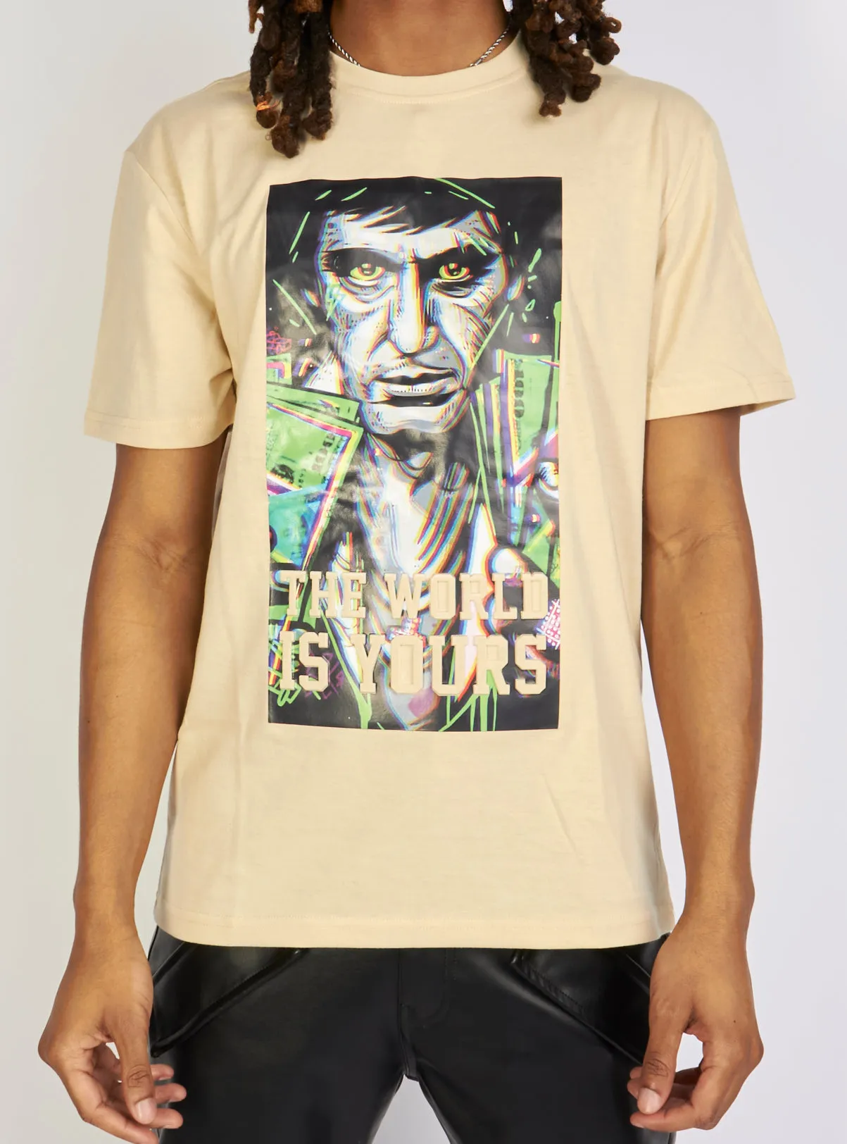 Black Pike T-Shirt - The World Is Yours - LT. Khaki - BS3053