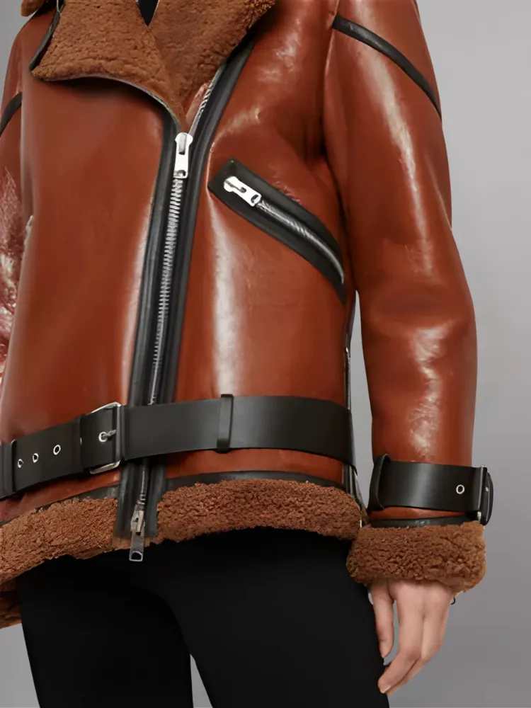 Blanche Rusty Brown Oversized Shearling Jacket