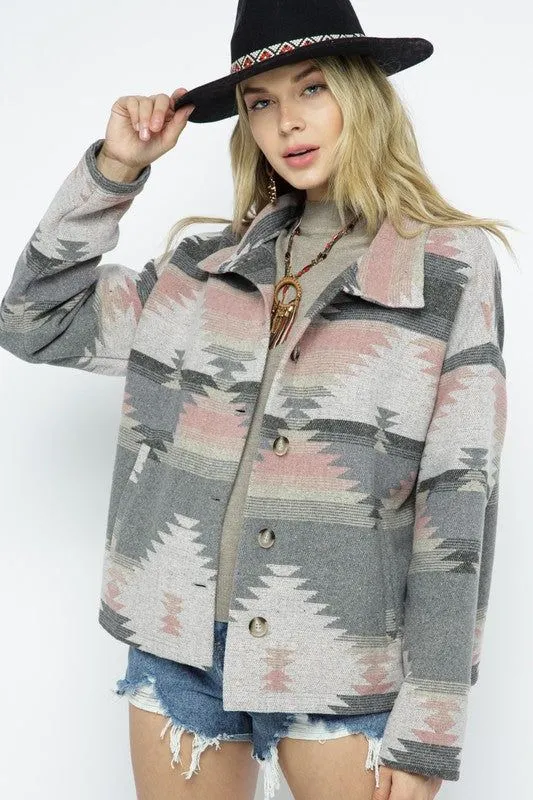 Blue B Soft Comfy Light Weight Aztec Pattern Jacket