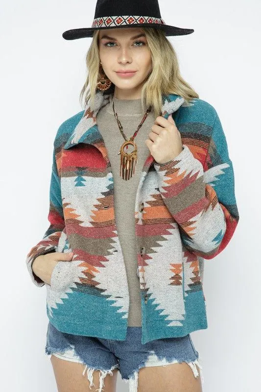 Blue B Soft Comfy Light Weight Aztec Pattern Jacket