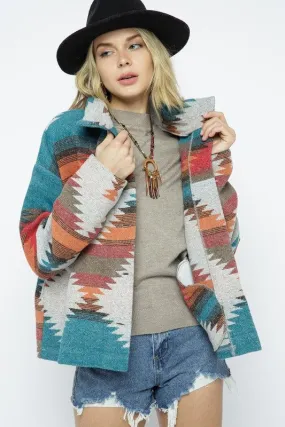 Blue B Soft Comfy Light Weight Aztec Pattern Jacket