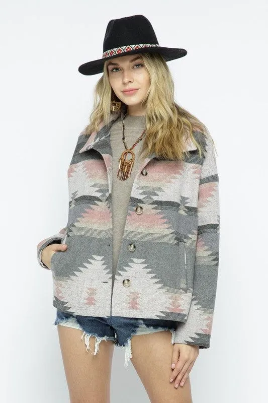 Blue B Soft Comfy Light Weight Aztec Pattern Jacket