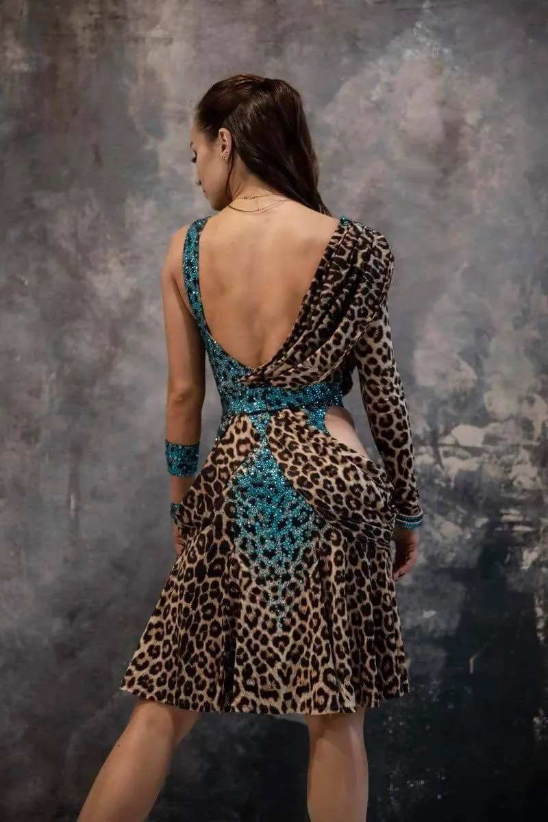 Blue Leopard Vesa Latin Dress