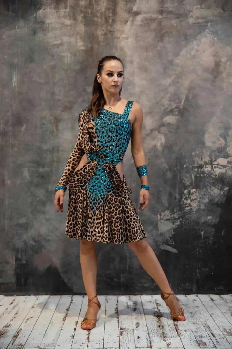 Blue Leopard Vesa Latin Dress