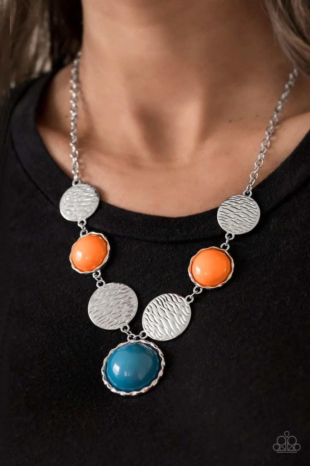 Bohemian Bombshell Multi-color Blue and Orange Necklace - Paparazzi Accessories