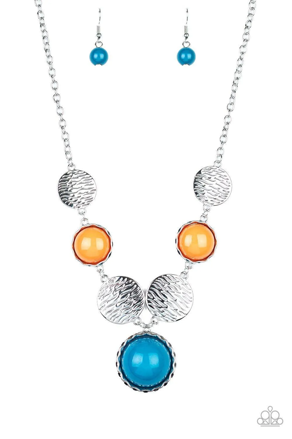 Bohemian Bombshell Multi-color Blue and Orange Necklace - Paparazzi Accessories