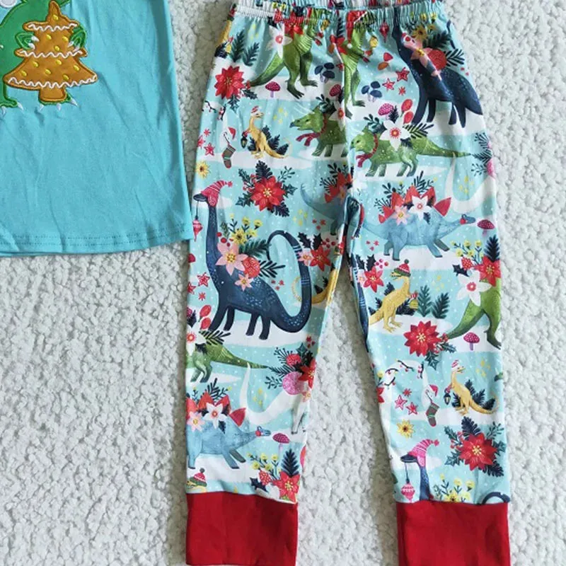 Boys Outfit - Christmas Loungewear - Dinosaur Tree Rex to 14/16