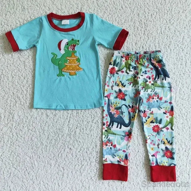 Boys Outfit - Christmas Loungewear - Dinosaur Tree Rex to 14/16