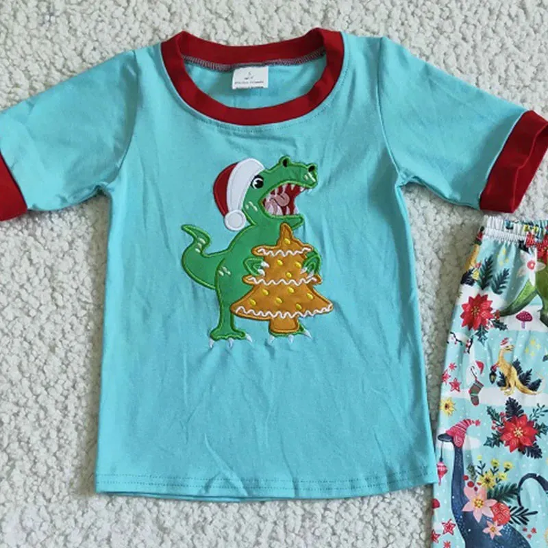 Boys Outfit - Christmas Loungewear - Dinosaur Tree Rex to 14/16