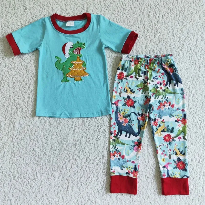 Boys Outfit - Christmas Loungewear - Dinosaur Tree Rex to 14/16