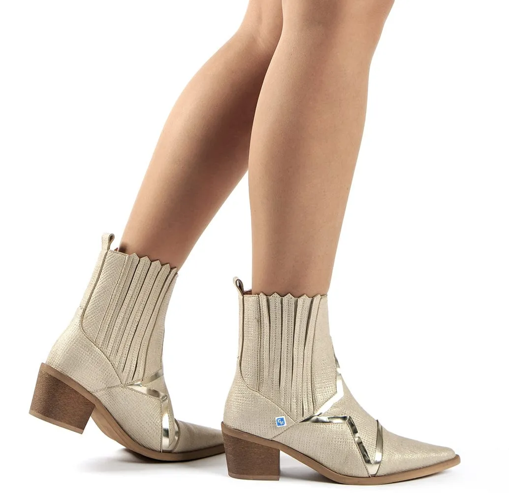 Bruma Cowboy Vegan Ankle Boots | Beige