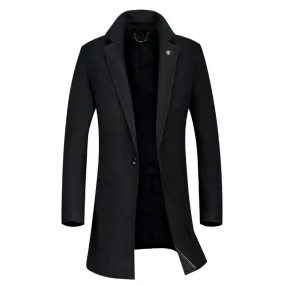 Casual Wear Woolen Overcoat Black