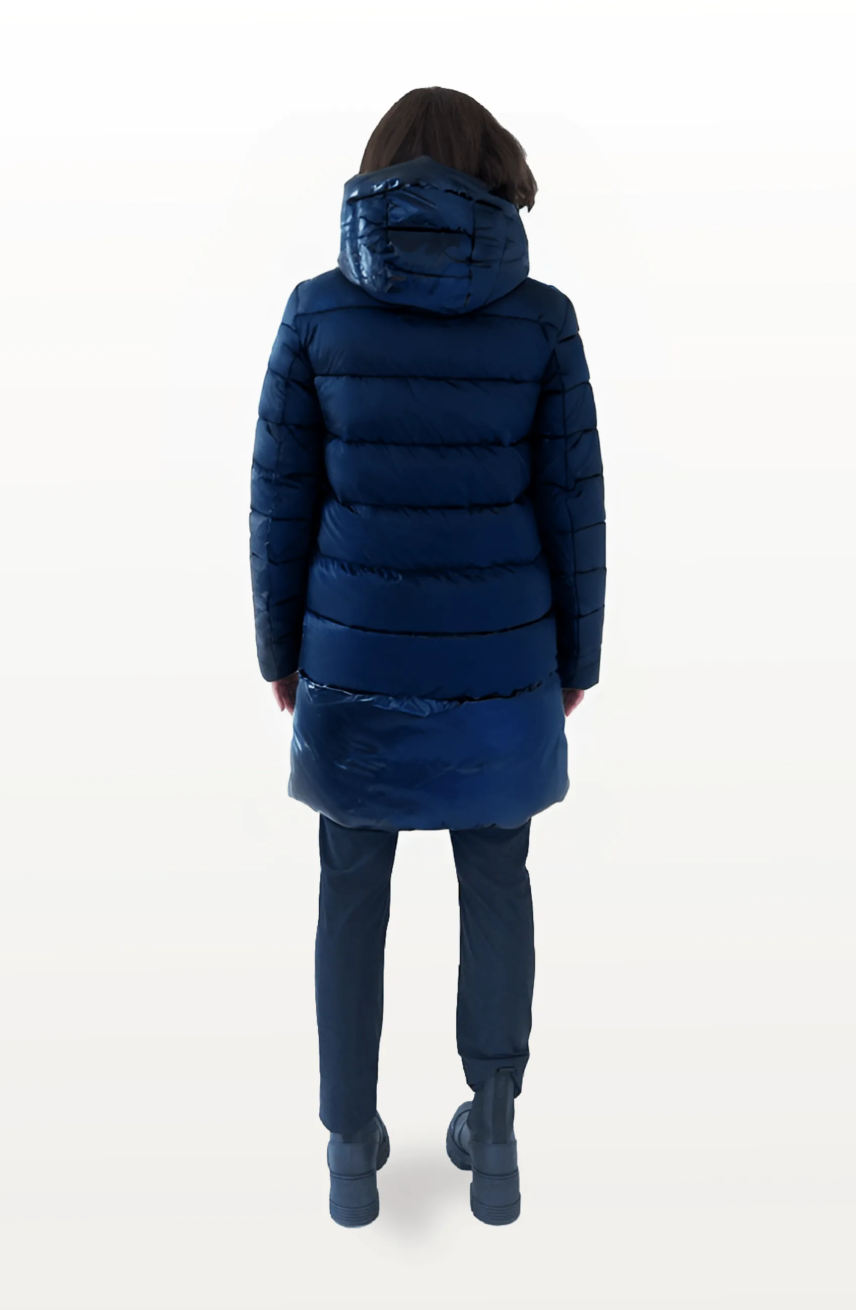 Chepstow Recycled Vegan Long Puffer Jacket | Navy Blue