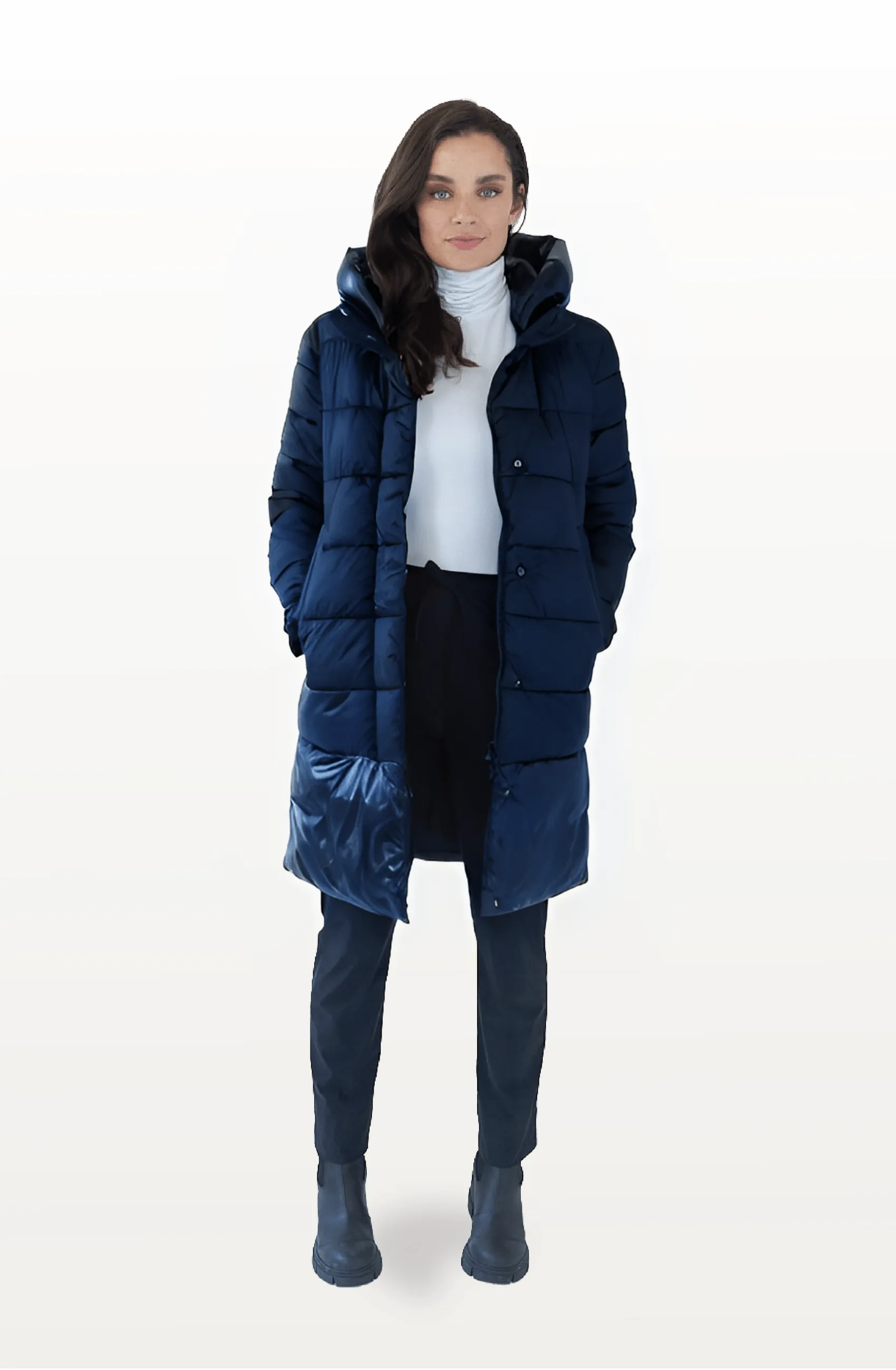 Chepstow Recycled Vegan Long Puffer Jacket | Navy Blue