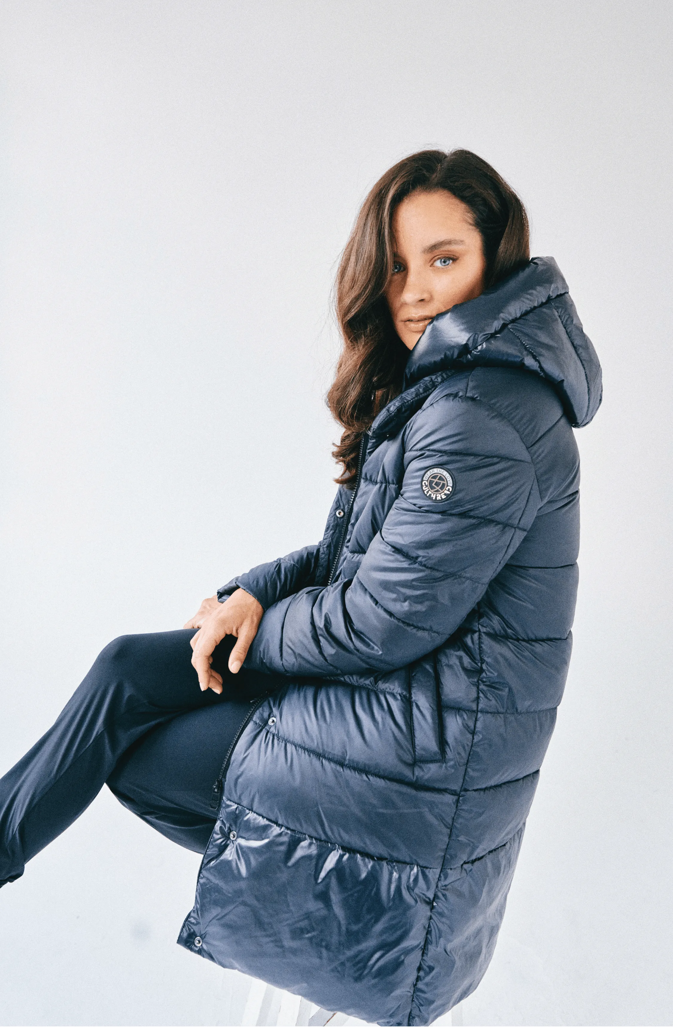 Chepstow Recycled Vegan Long Puffer Jacket | Navy Blue