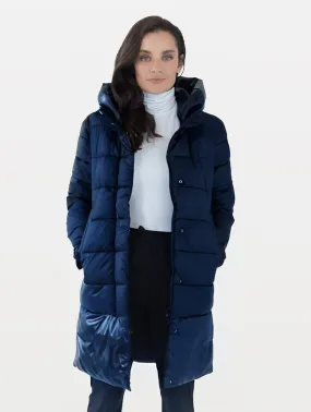 Chepstow Recycled Vegan Long Puffer Jacket | Navy Blue