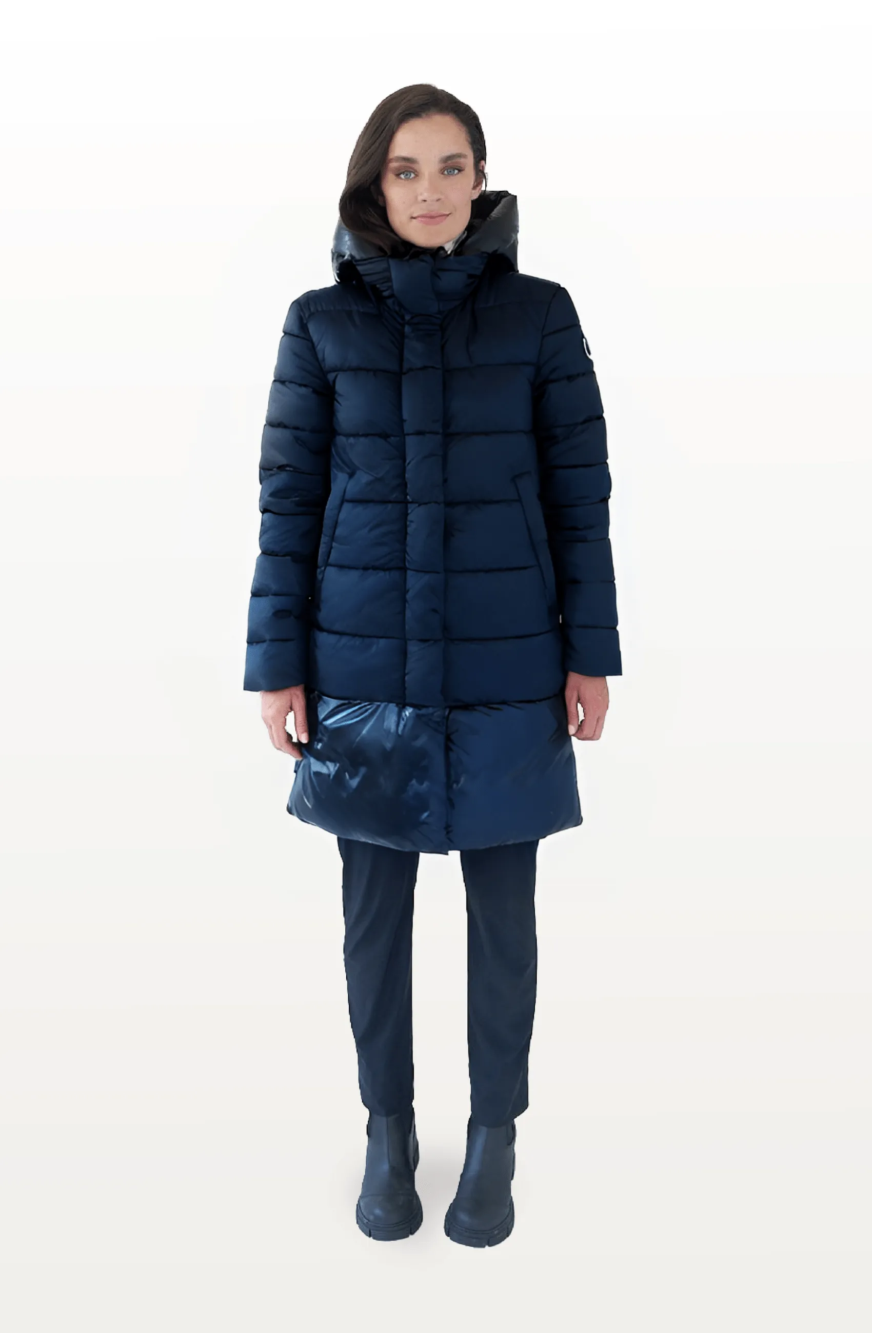 Chepstow Recycled Vegan Long Puffer Jacket | Navy Blue