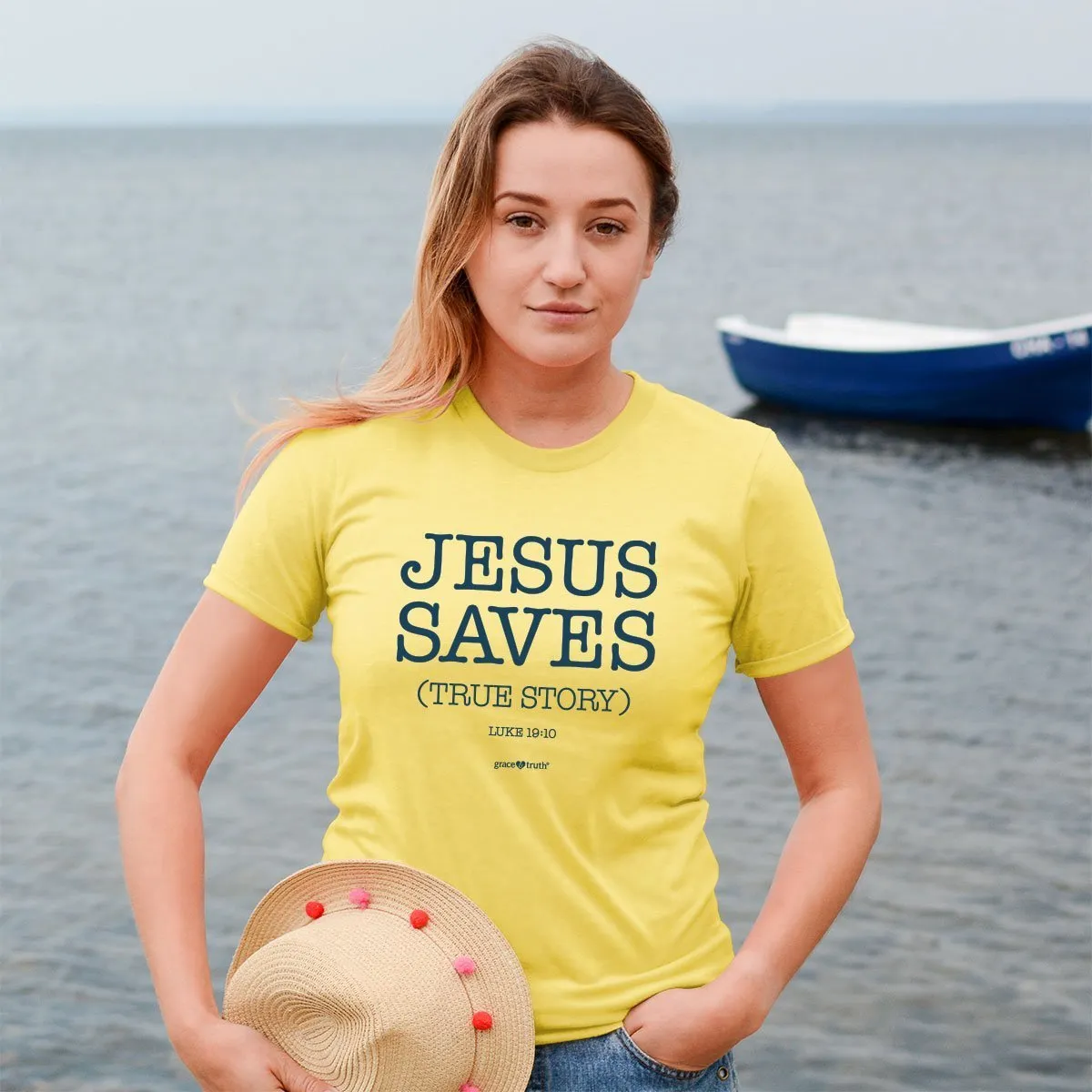 Cherished Girl Grace & Truth Jesus Saves True Story Girlie Christian Bright T Shirt