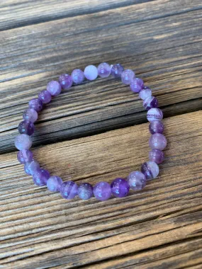 Chevron Amethyst Beaded Bracelet