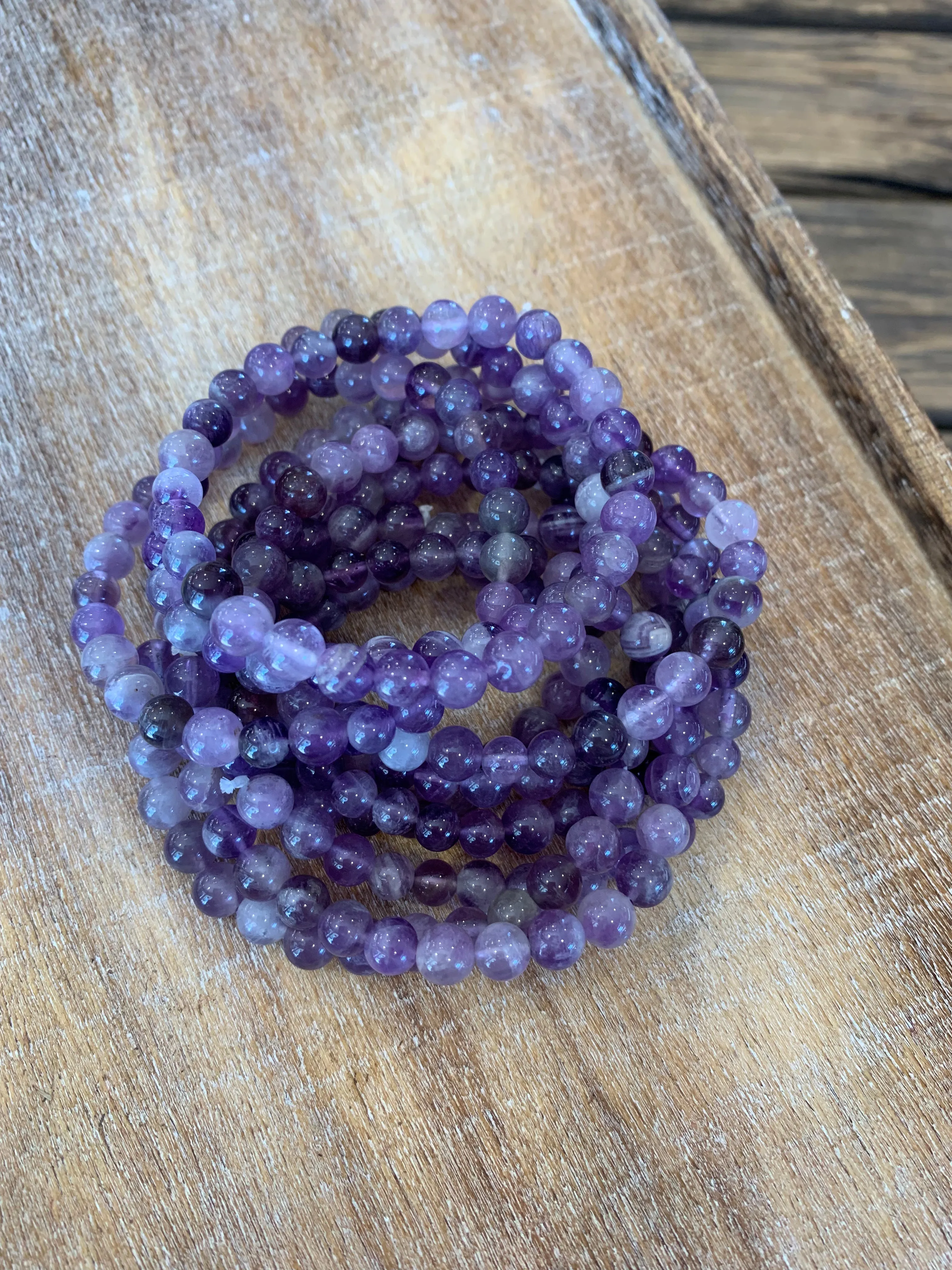 Chevron Amethyst Beaded Bracelet