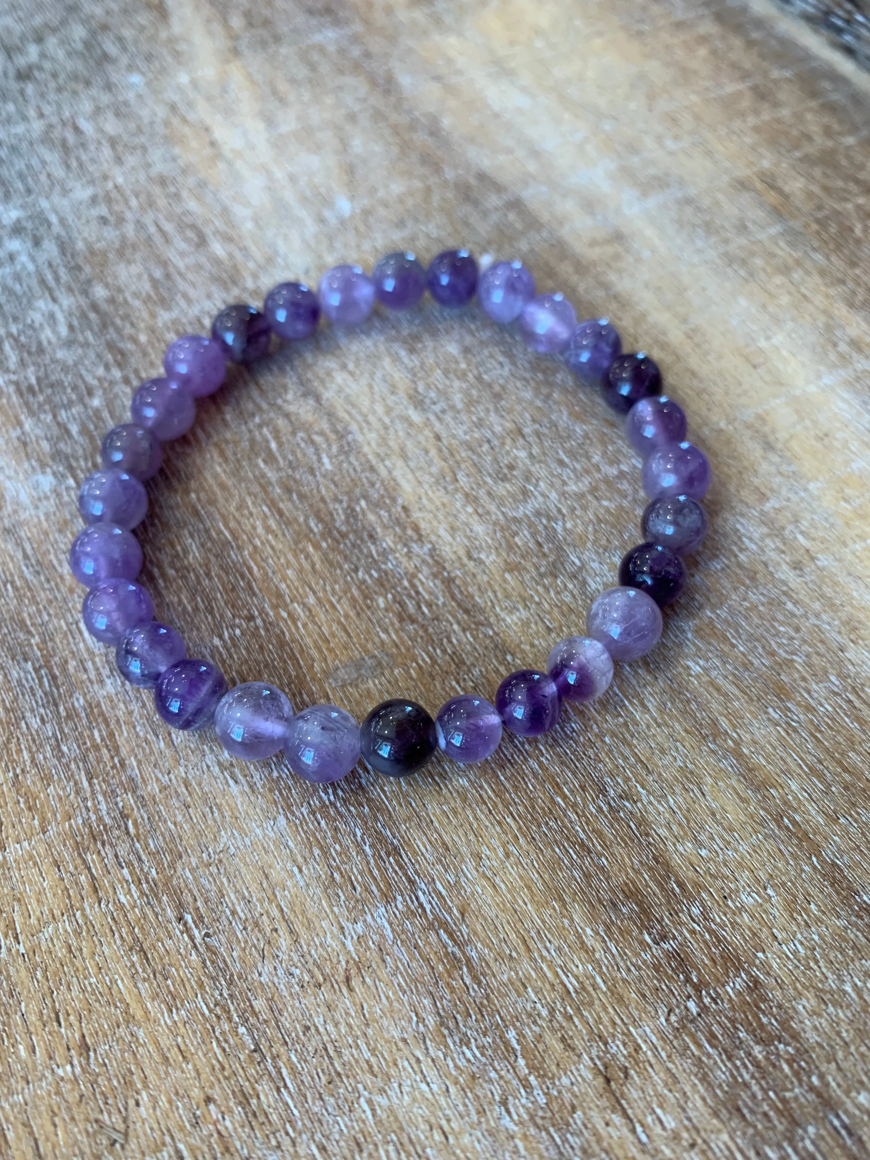 Chevron Amethyst Beaded Bracelet