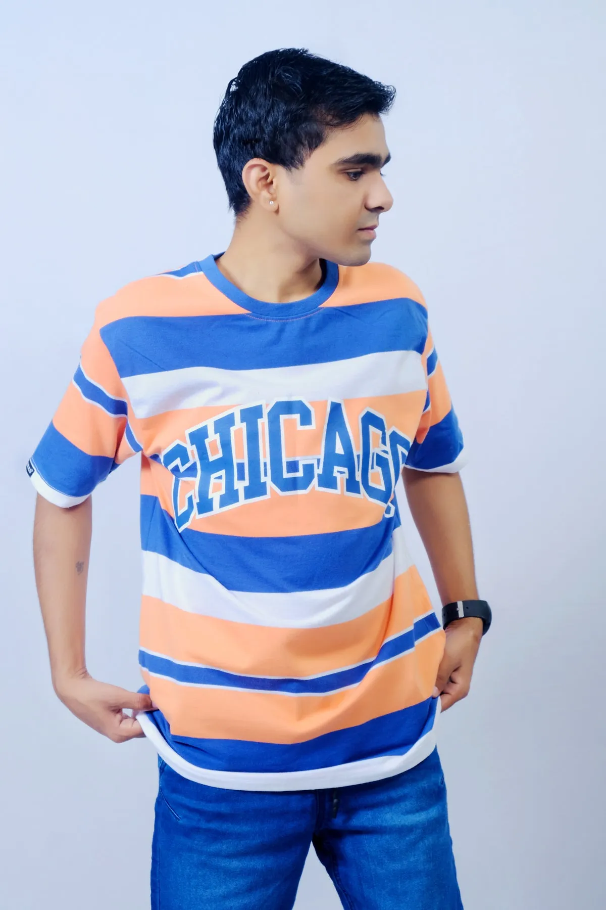 Chicago Print Crew-Neck Oversized T-Shirt