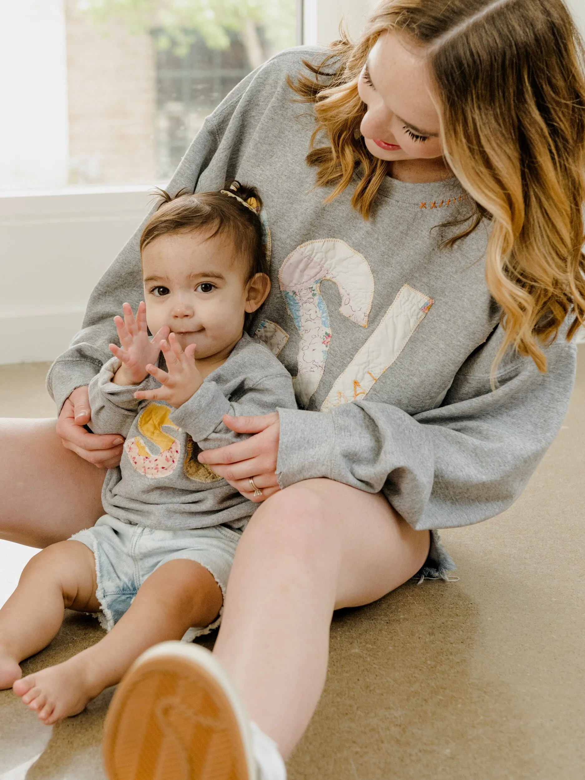 Children's OSU Quilt Applique Gray Sweatshirt