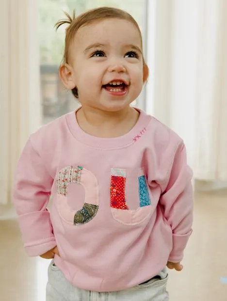 Children's OU Quilt Applique Pink Sweatshirt