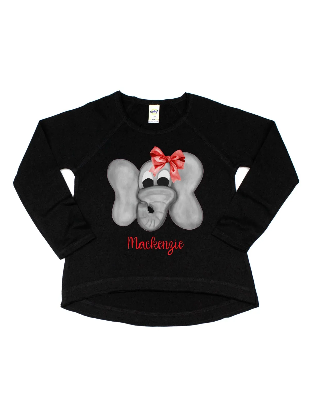 Christmas Elephant Girls Shirt - Black