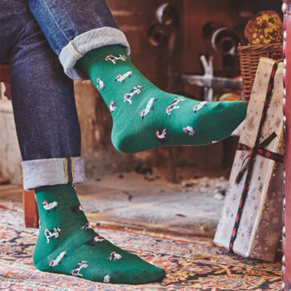 Christmas Socks -Green Animals