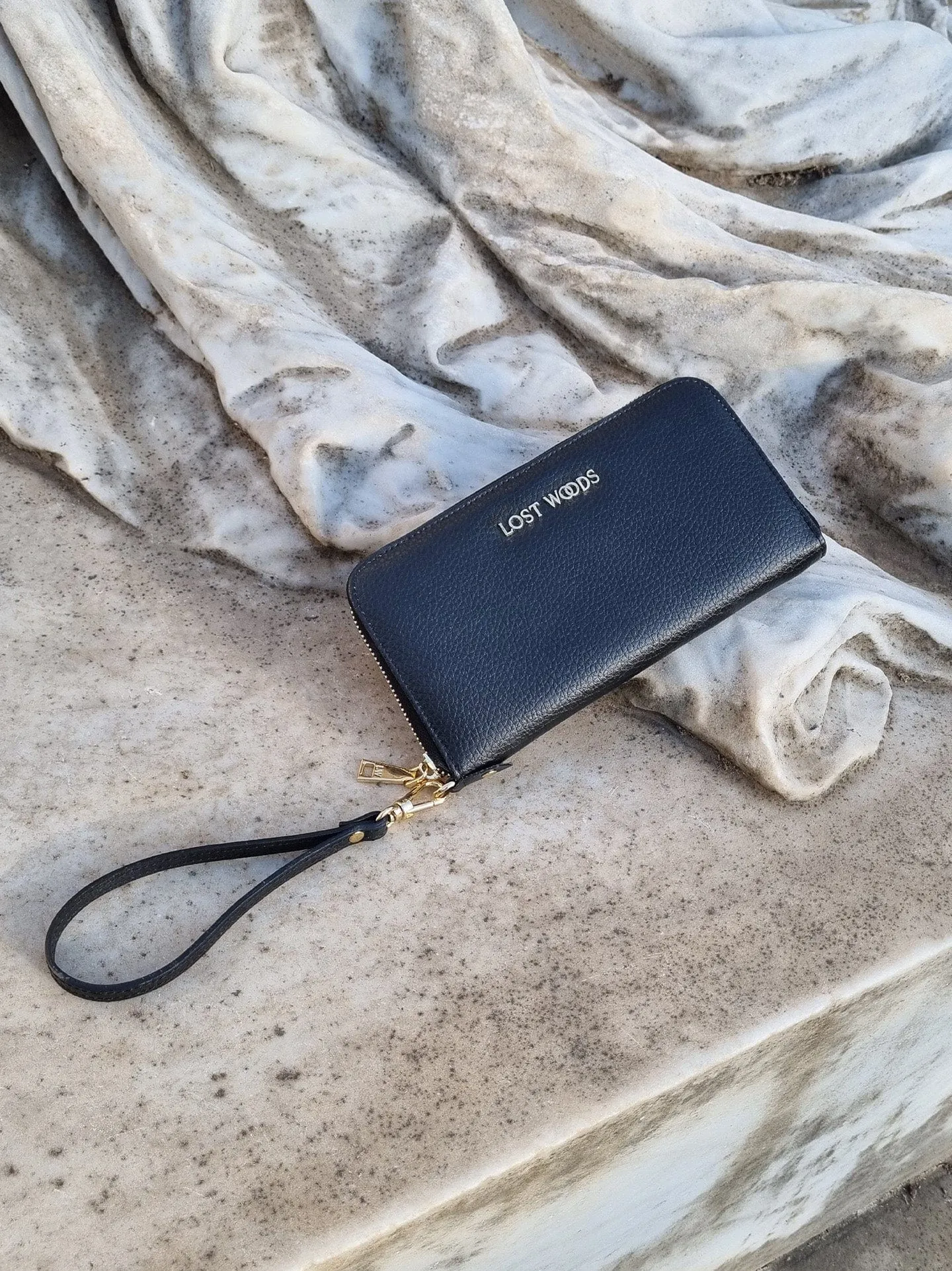 Clementine MIRUM Leather Vegan Clutch Wallet | Black & Gold