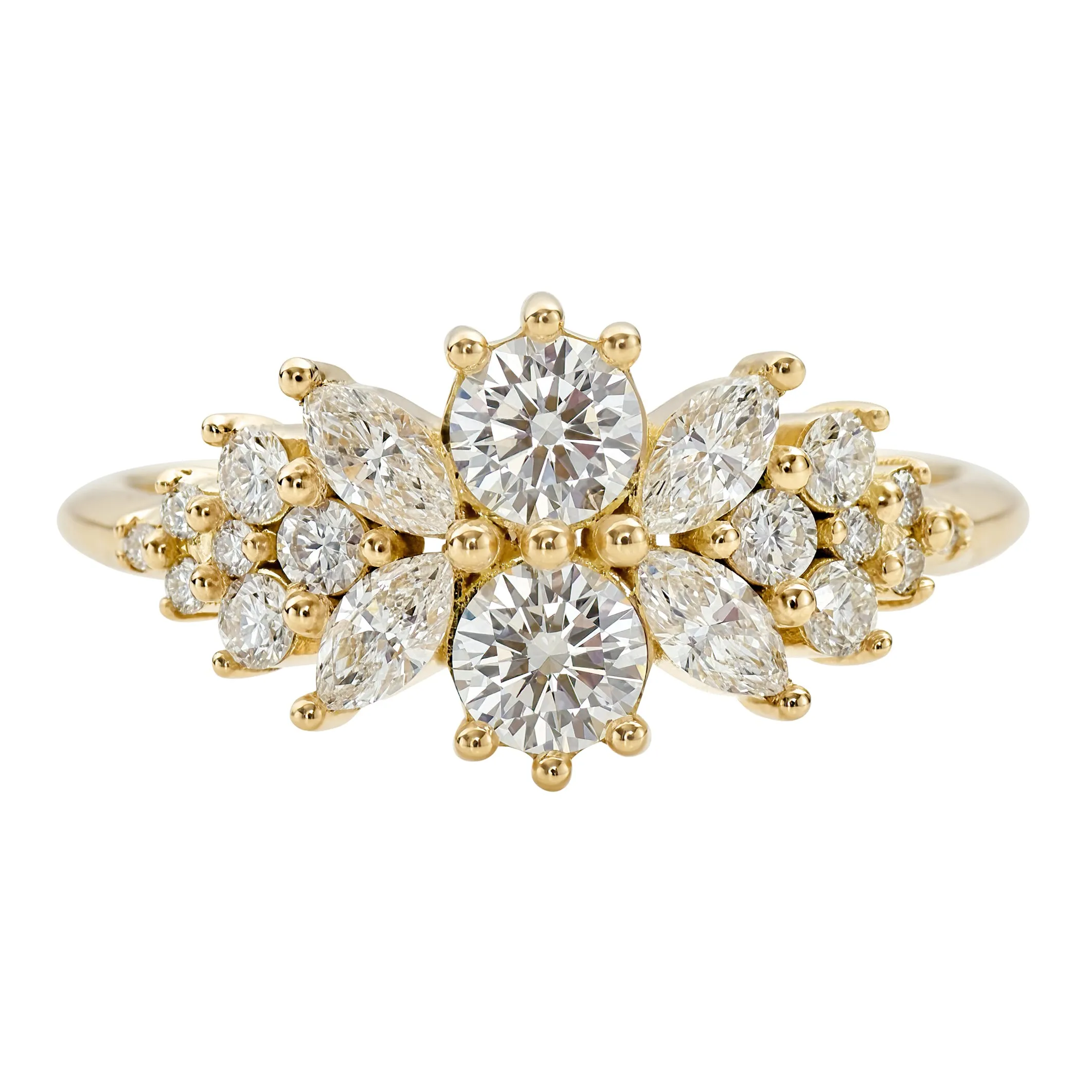 Cluster Engagement Ring with Round Diamonds - Flora