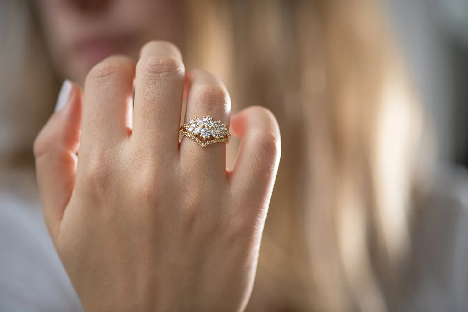 Cluster Engagement Ring with Round Diamonds - Flora