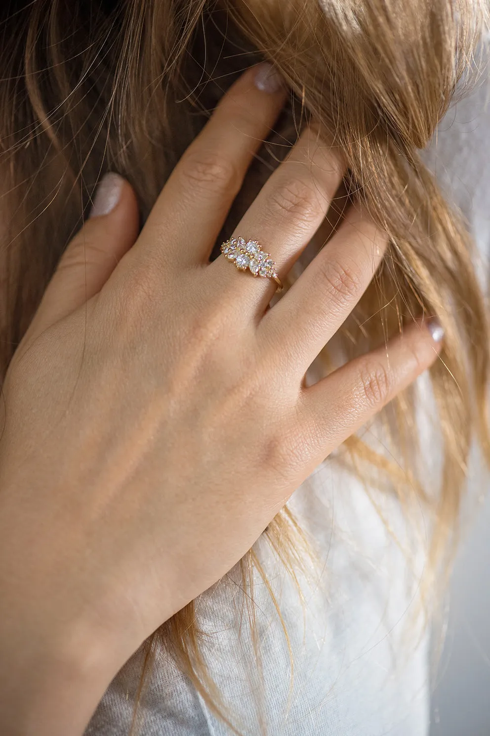 Cluster Engagement Ring with Round Diamonds - Flora