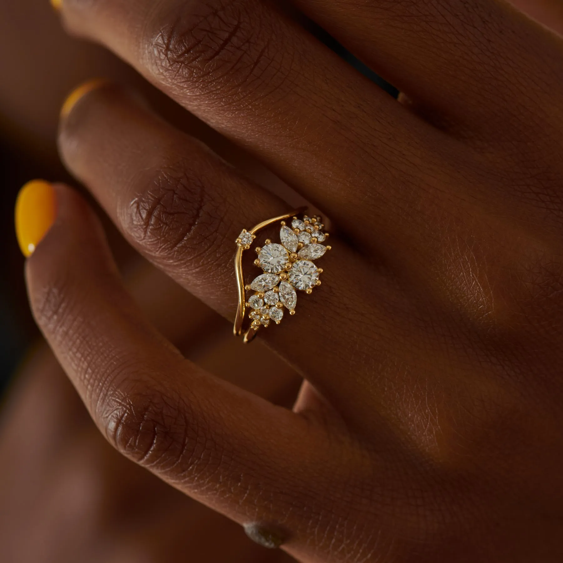 Cluster Engagement Ring with Round Diamonds - Flora