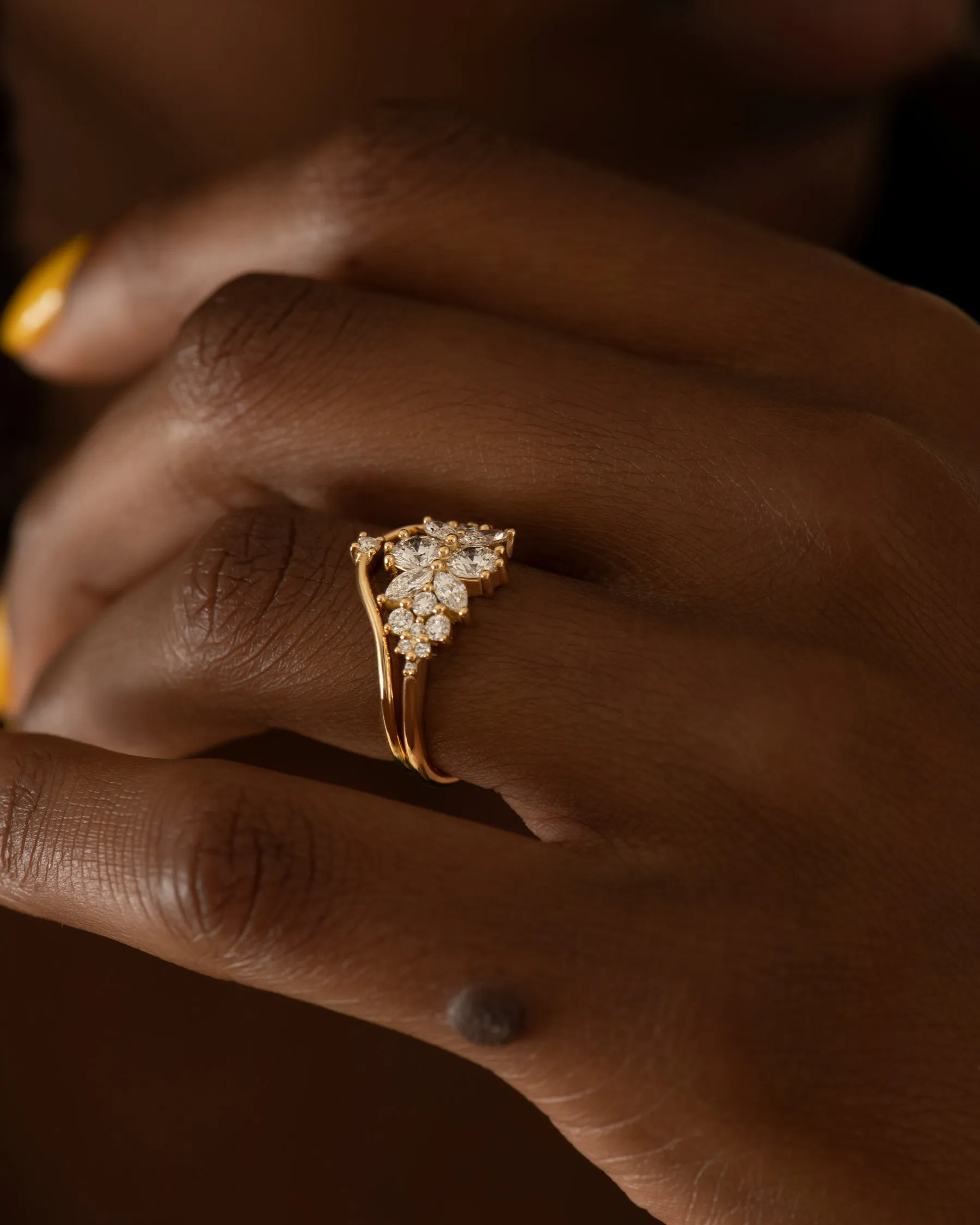 Cluster Engagement Ring with Round Diamonds - Flora