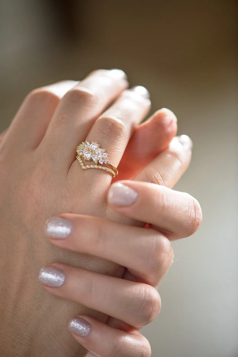 Cluster Engagement Ring with Round Diamonds - Flora