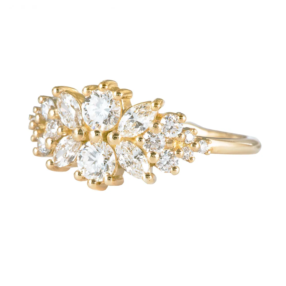 Cluster Engagement Ring with Round Diamonds - Flora