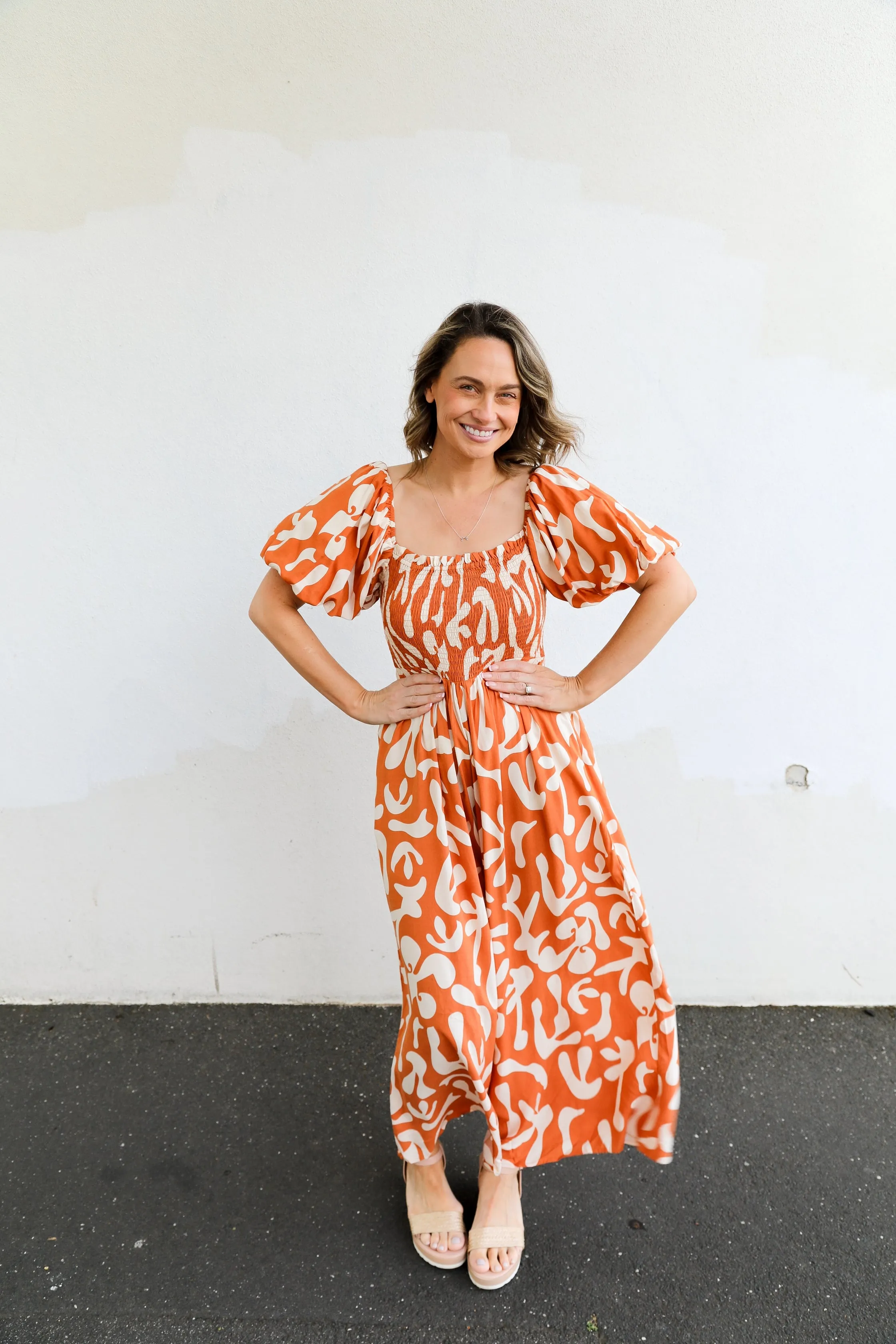 CoCo Jumpsuit (Orange   White Print)