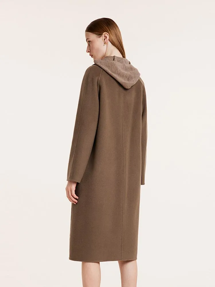 Coffee Tencel Wool Double-Faced Women Coat