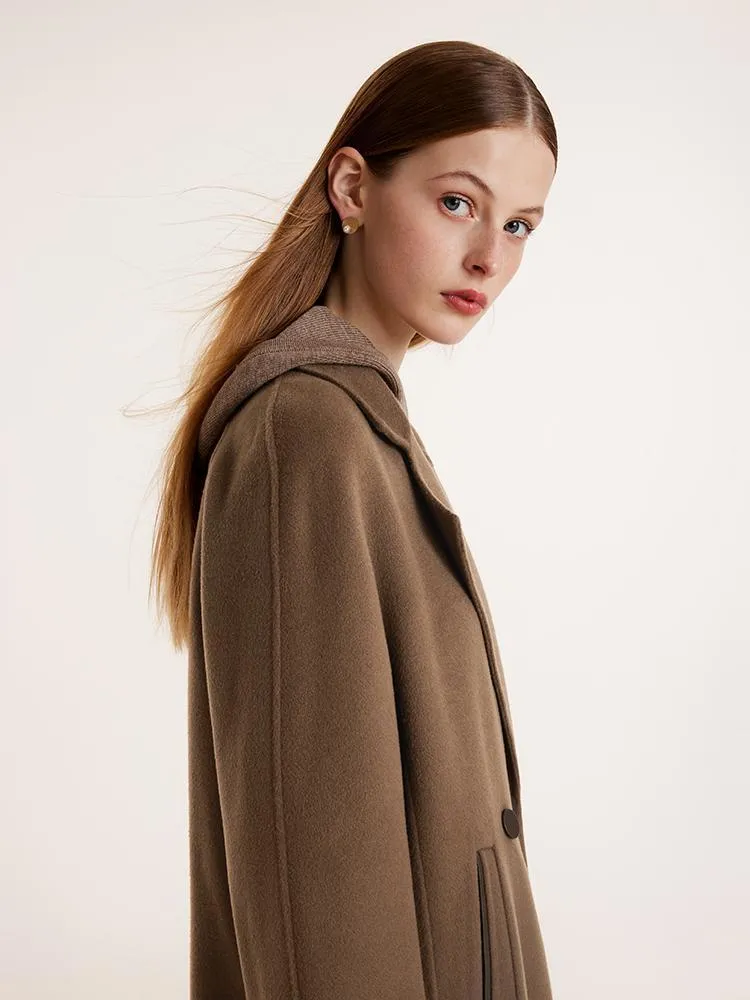 Coffee Tencel Wool Double-Faced Women Coat