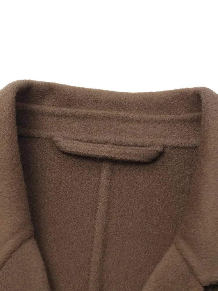 Coffee Tencel Wool Double-Faced Women Coat