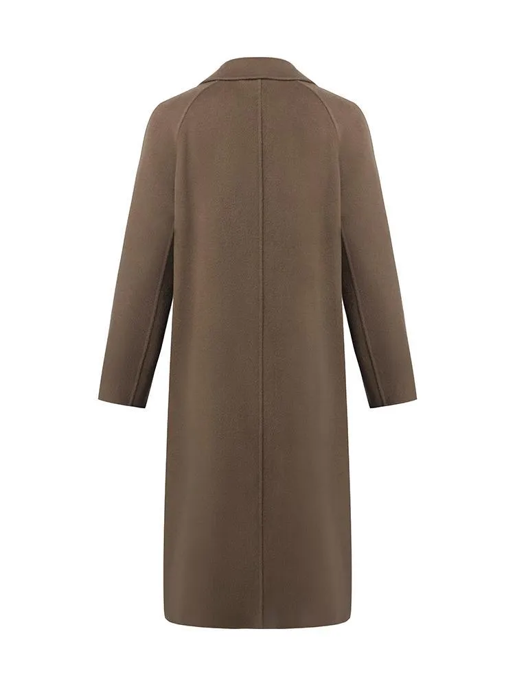 Coffee Tencel Wool Double-Faced Women Coat