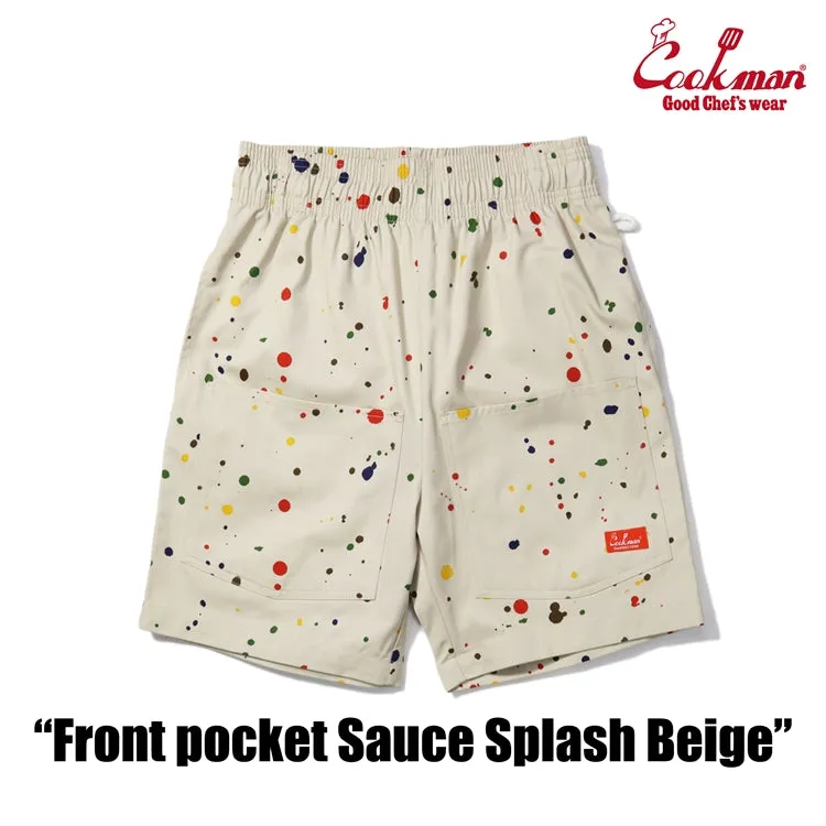 Cookman Chef Short Pants Front Pocket - Sauce Splash : Beige