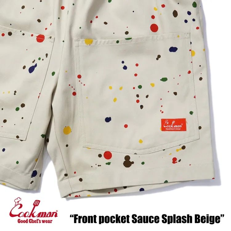 Cookman Chef Short Pants Front Pocket - Sauce Splash : Beige