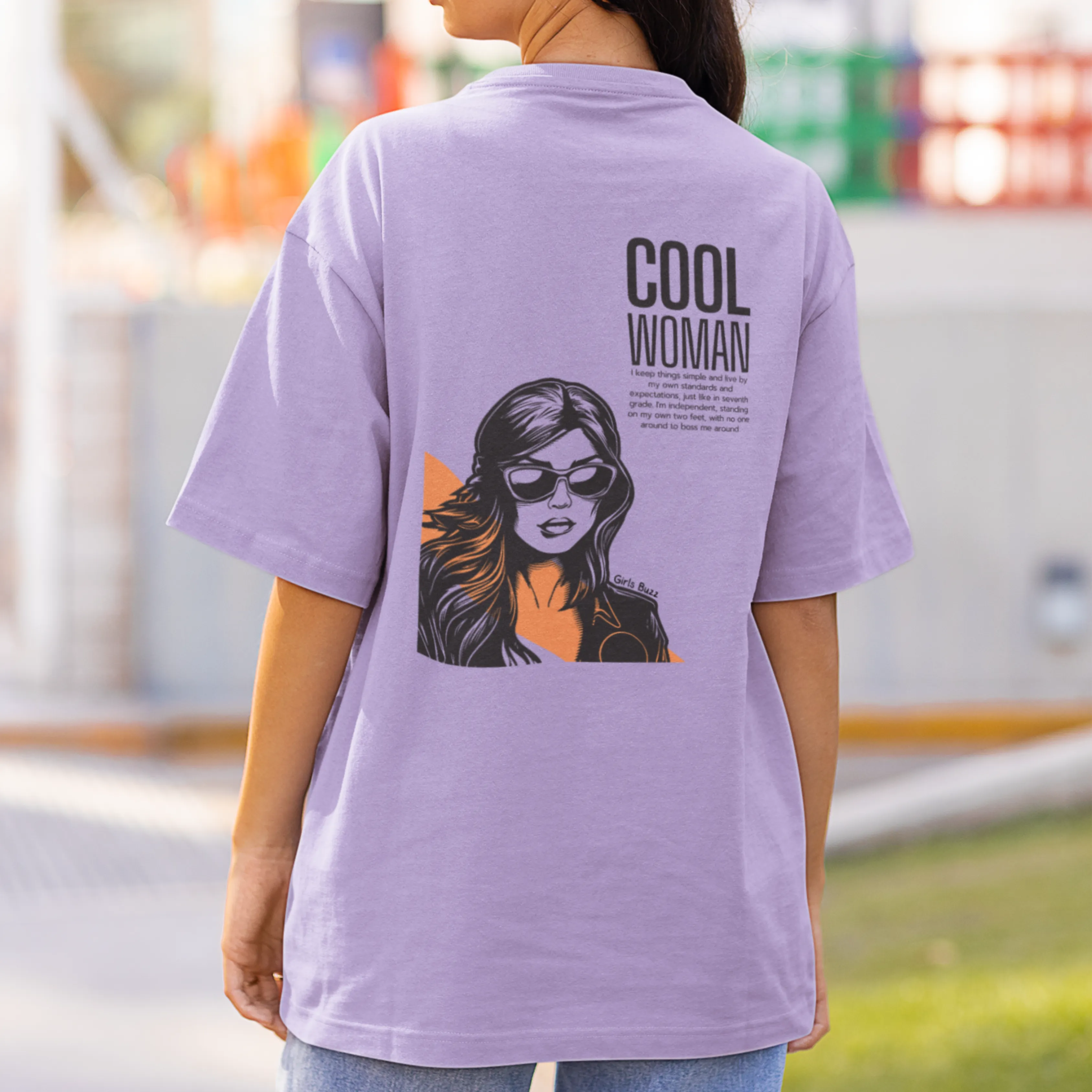 Cool Woman Back Printed Oversized Tee