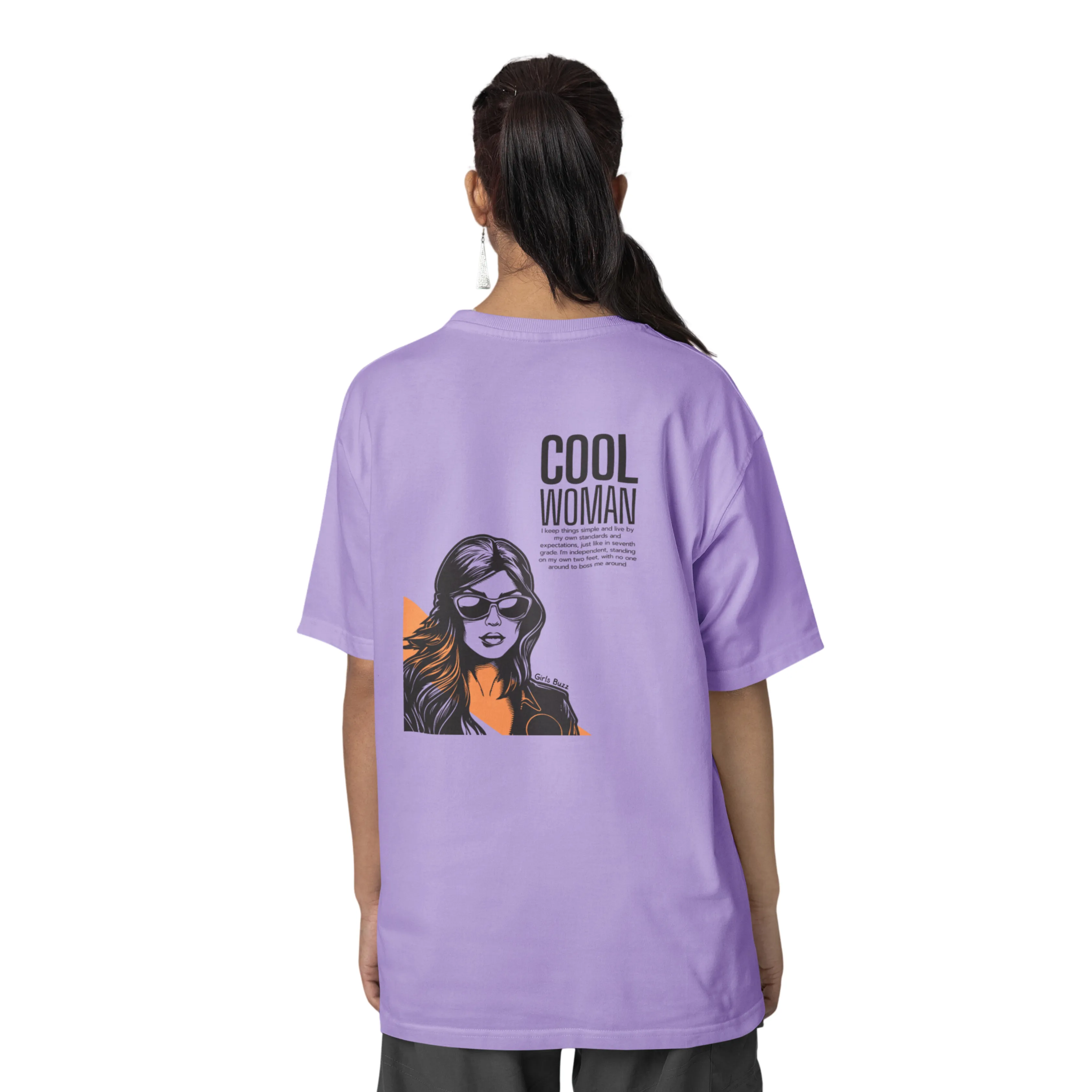 Cool Woman Back Printed Oversized Tee