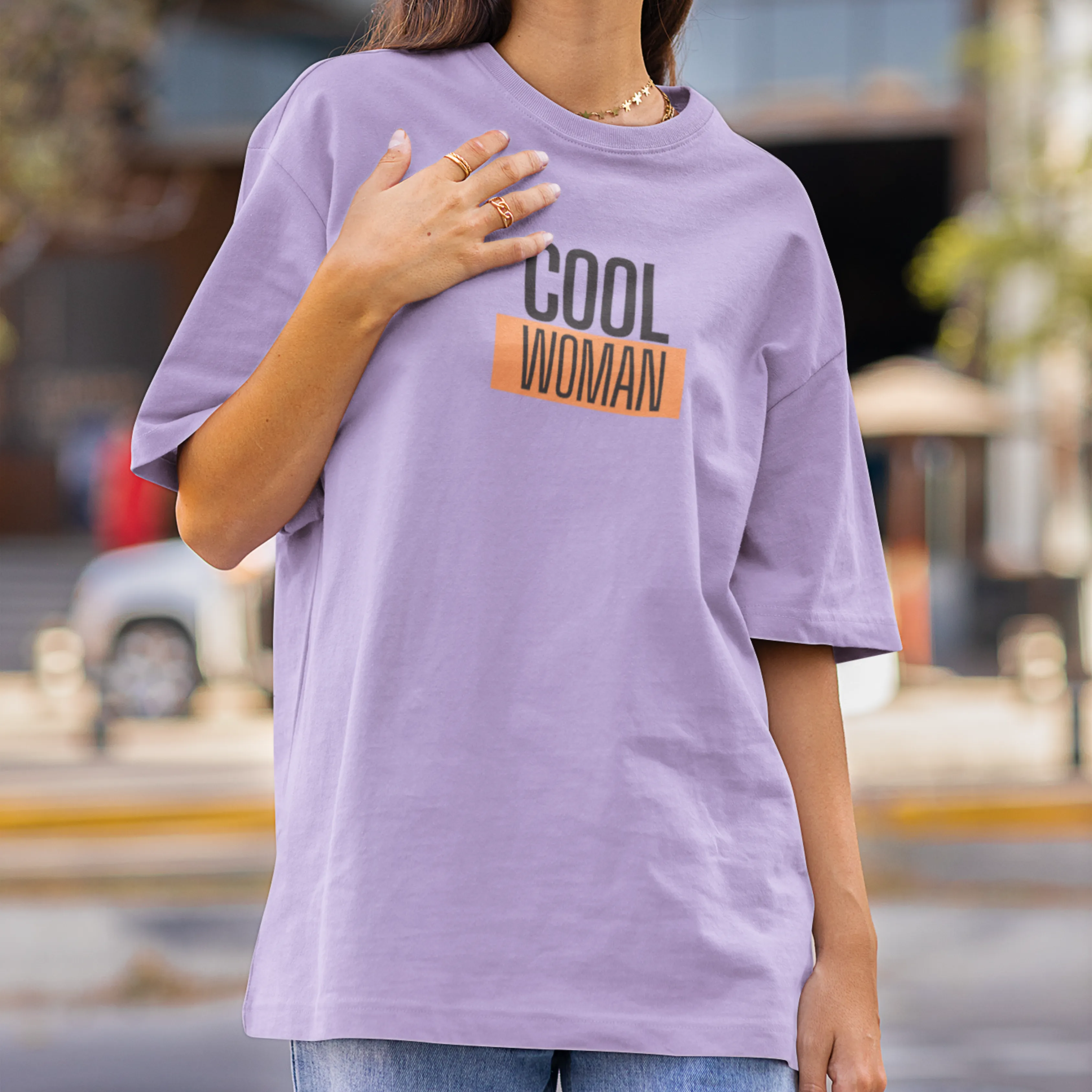 Cool Woman Back Printed Oversized Tee