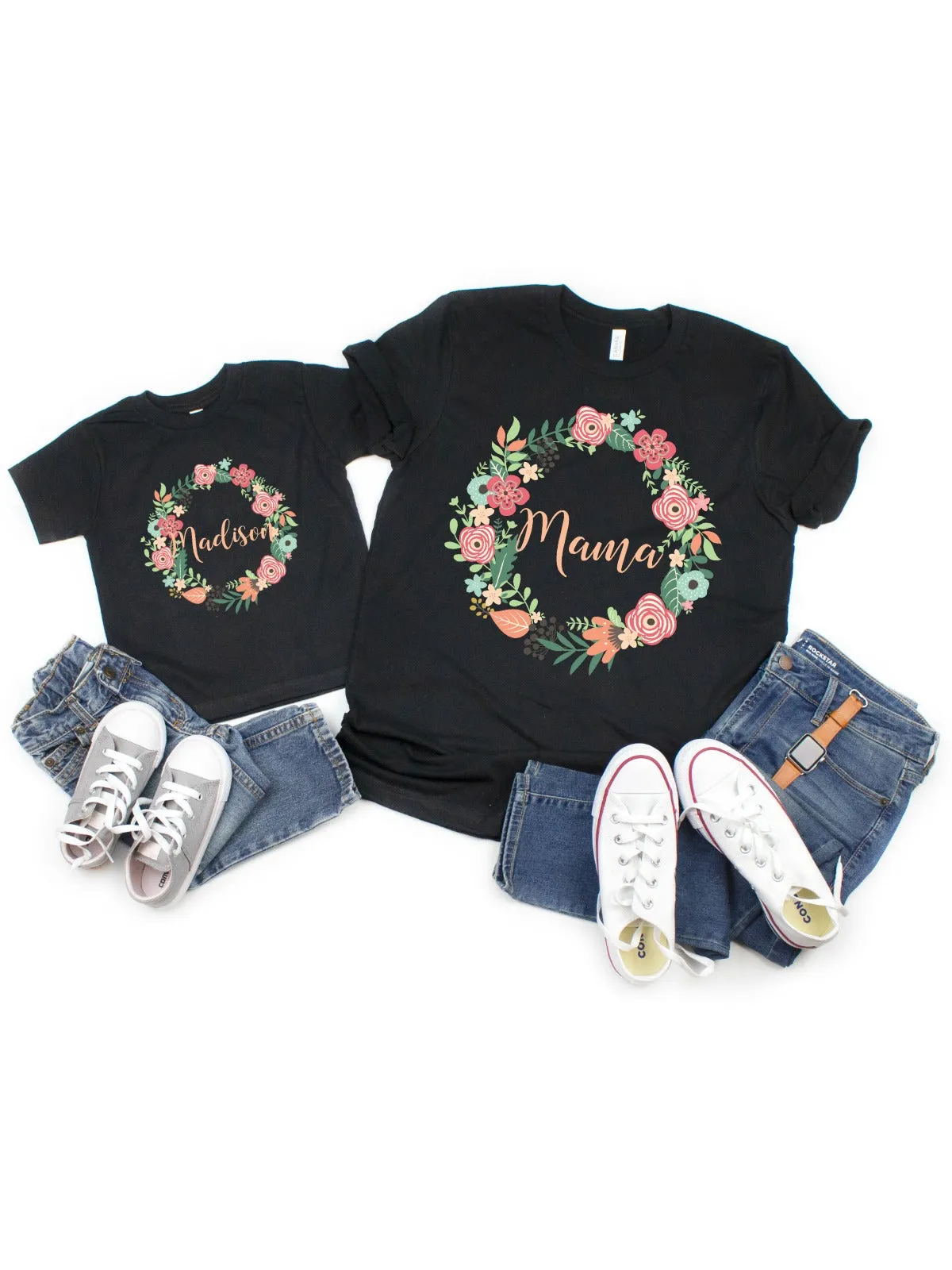 Coral Wreath Mommy & Me Shirts (Set of 2)