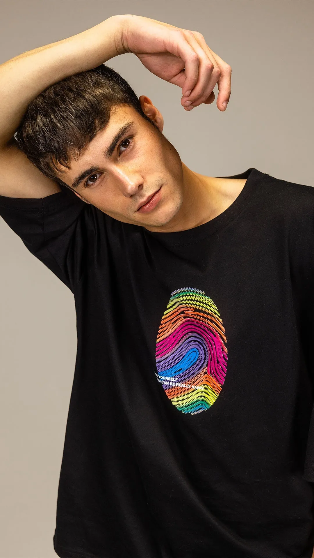 Cosmic Finger Print Oversized Tee Black